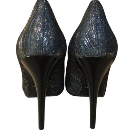 Nine West Black Peep-Toe High Heel Pumps Shimmery Black Size 8 - Picture 3 of 7